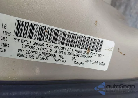 2013 Dodge Grand Caravan Sxt z USA, uszkodzony, nr VIN 2C4RDGCG1DR598804